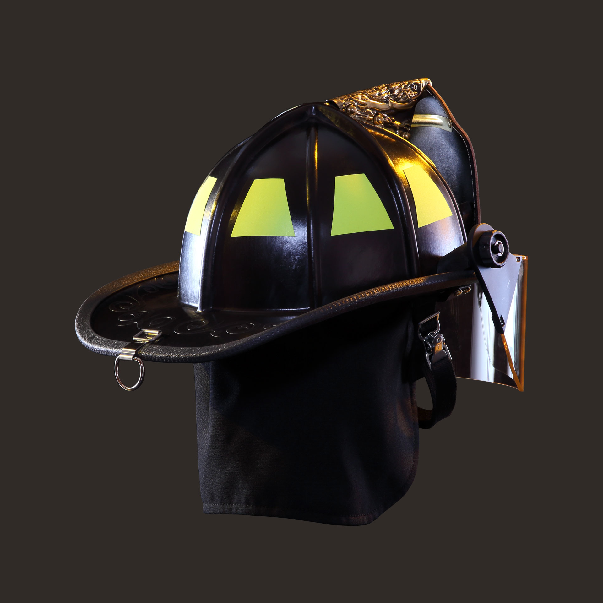1910 Standard Helmet, Black with 4″ Visor- Back