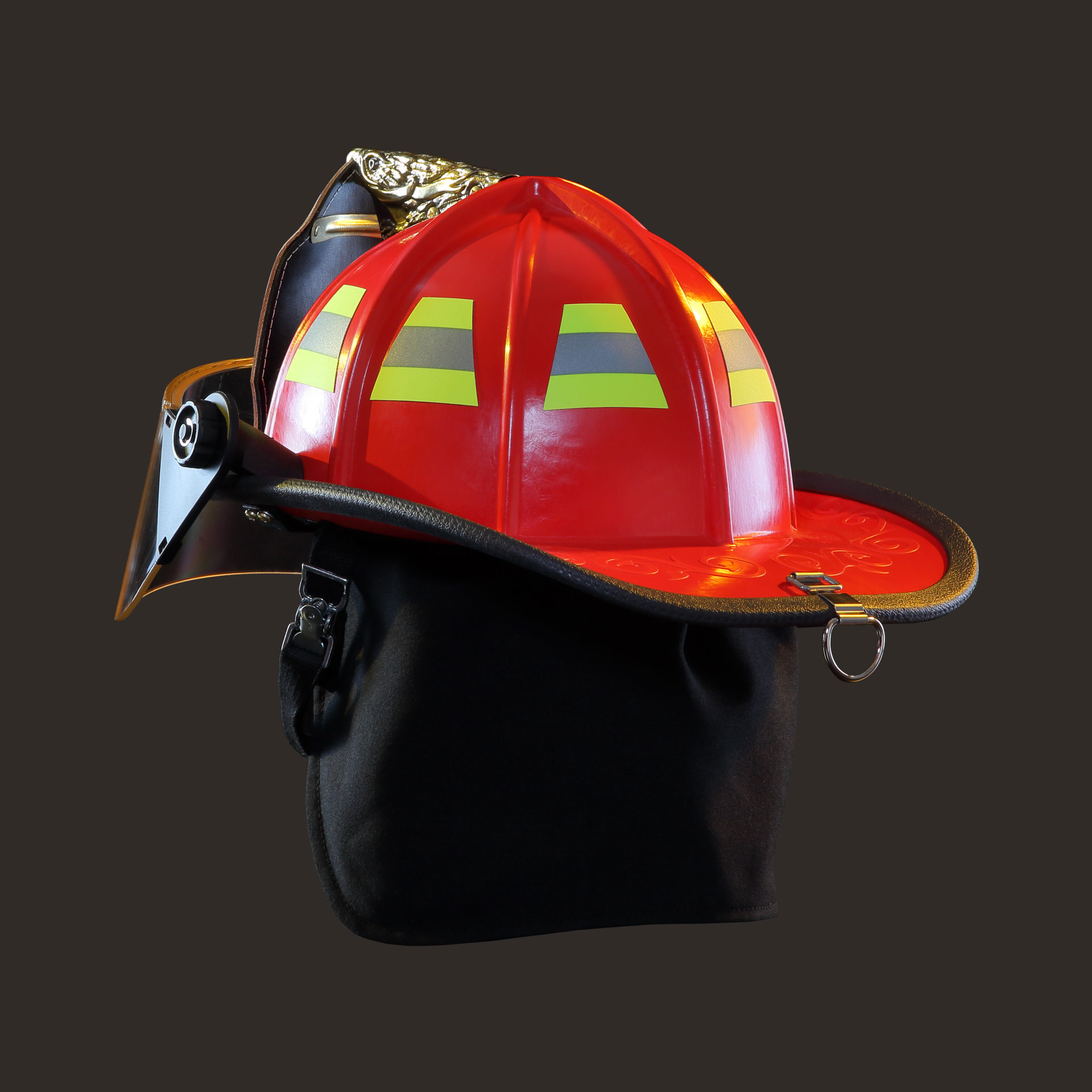 1910 Deluxe Helmet, Red with 4″ Visor- Back