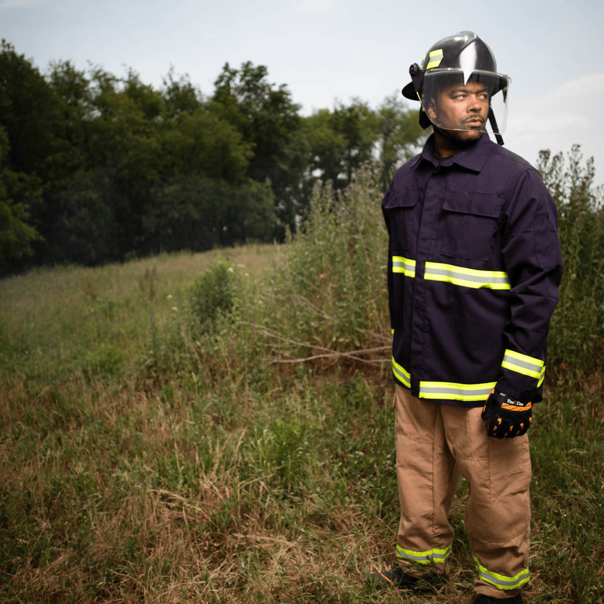 Wildland Tech Rescue Gear Navy Jacket with Tan Pants