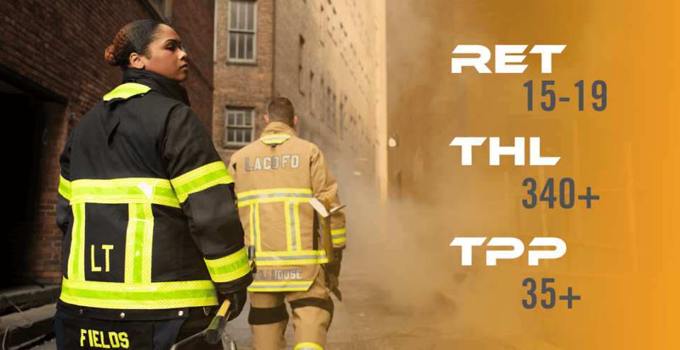 Male and Female Firefighters wearing AeroFlex in alley
