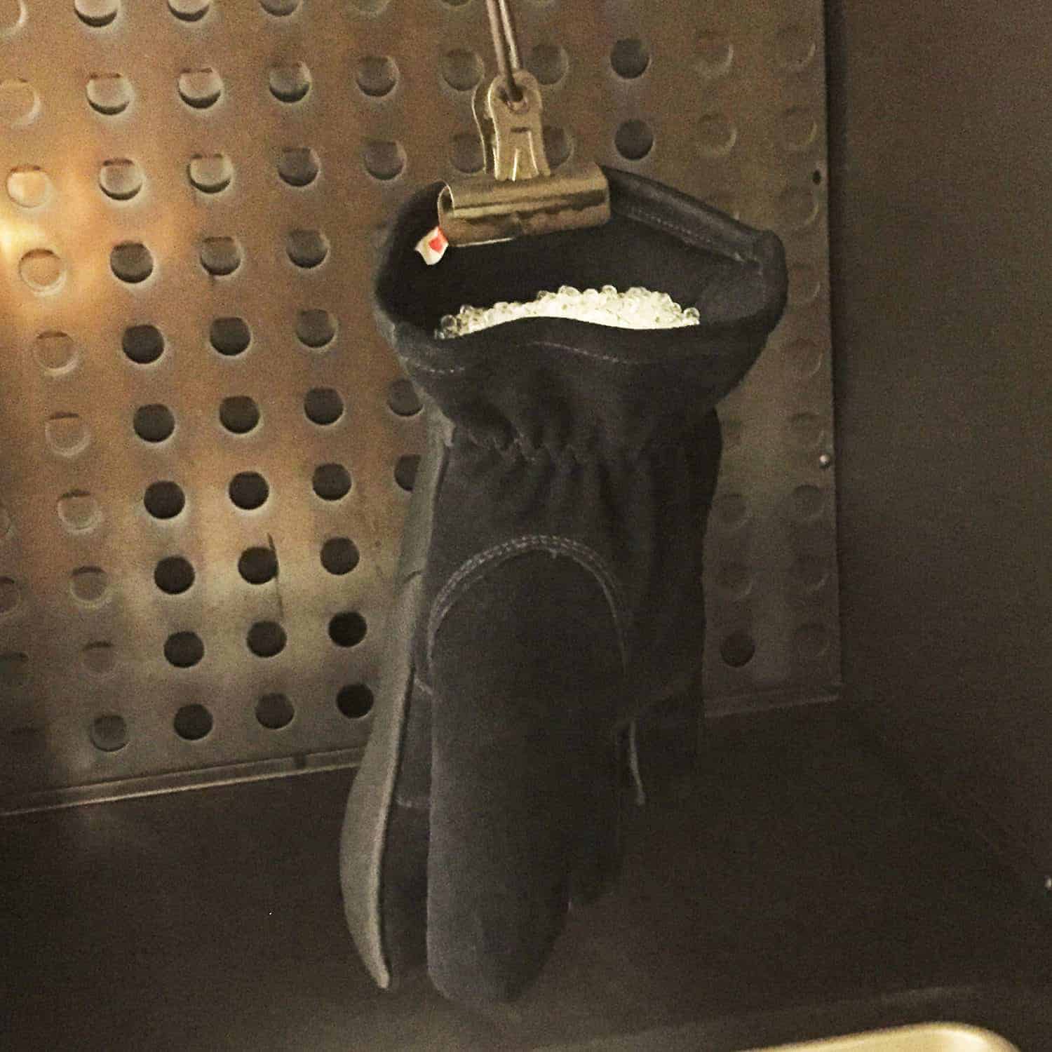 Testing glove in oven